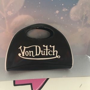 Von Dutch moon shaped clutch purse
